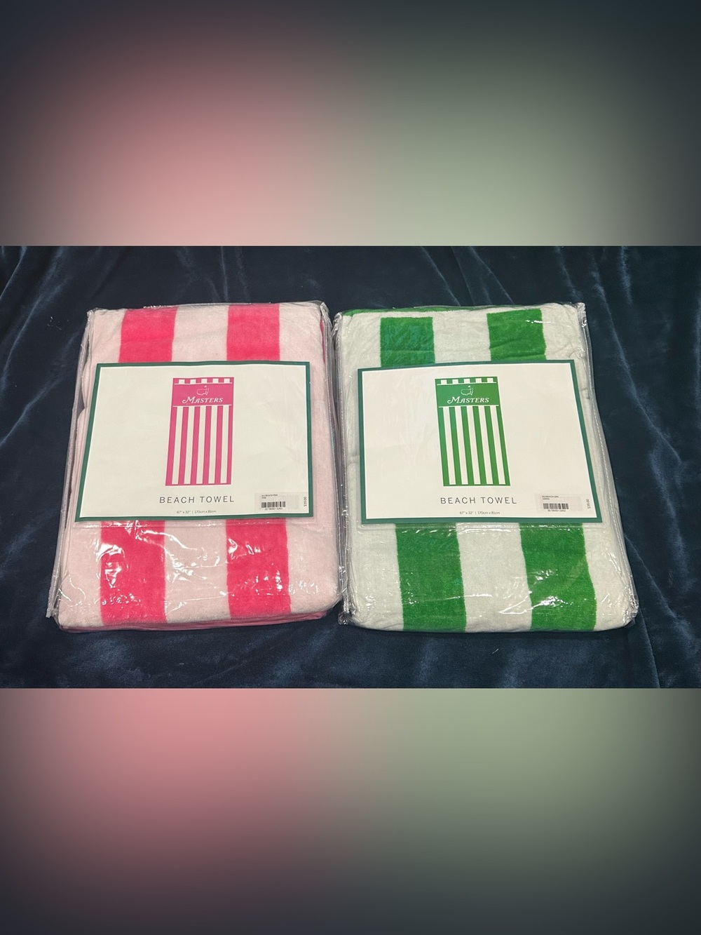 Masters Pink and Green Striped Beach Towels